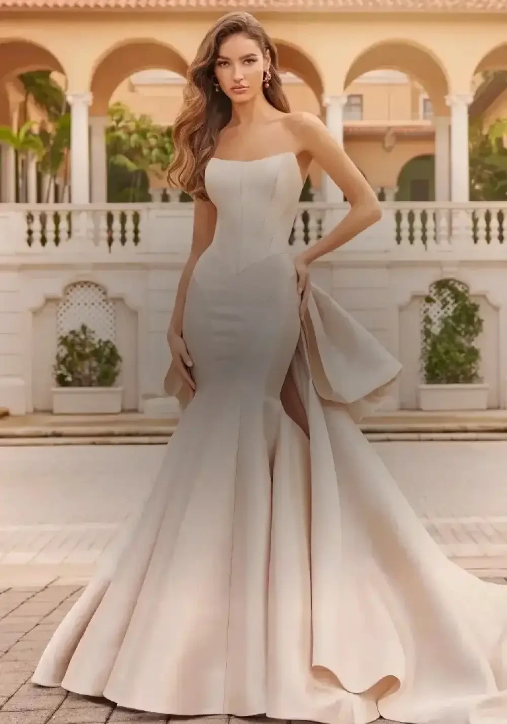 Model wearing an Martin Thornburg dress